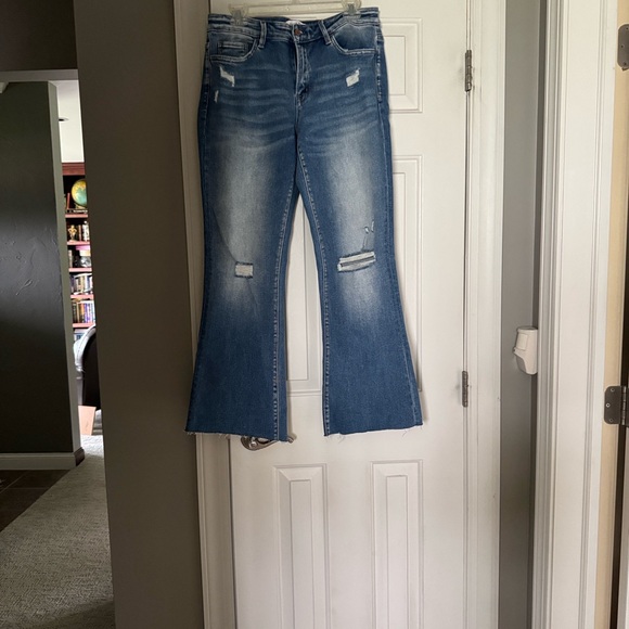 Never worn - Flying Monkey Distressed Blue Flare Jeans - Picture 1 of 3